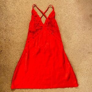 Elegant Red Lace Chemise Slip